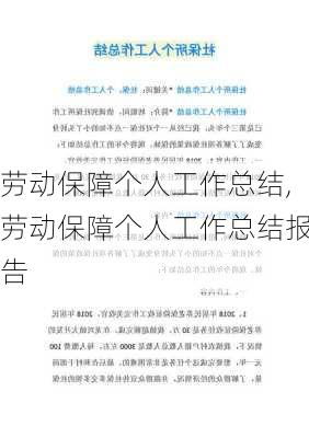 劳动保障个人工作总结,劳动保障个人工作总结报告