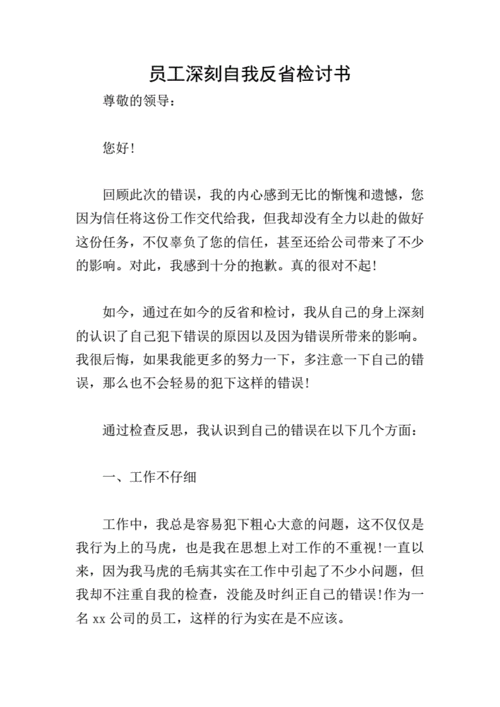 工作检查书,工作检讨书自我反省