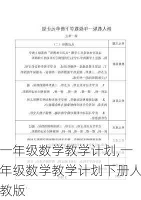 一年级数学教学计划,一年级数学教学计划下册人教版