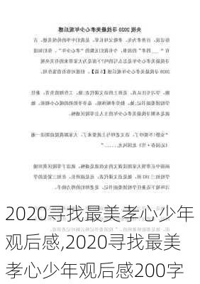 2020寻找最美孝心少年观后感,2020寻找最美孝心少年观后感200字