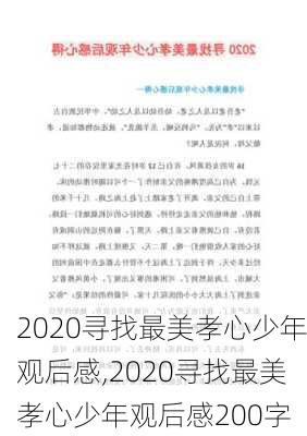 2020寻找最美孝心少年观后感,2020寻找最美孝心少年观后感200字