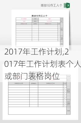 2017年工作计划,2017年工作计划表个人或部门表格岗位