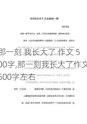 那一刻 我长大了 作文 500字,那一刻我长大了作文500字左右