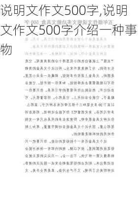 说明文作文500字,说明文作文500字介绍一种事物