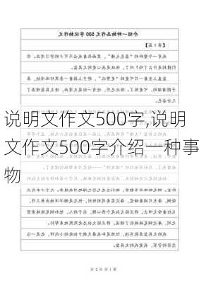 说明文作文500字,说明文作文500字介绍一种事物