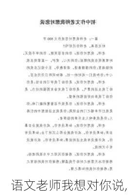 语文老师我想对你说,