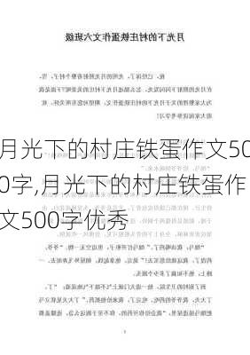 月光下的村庄铁蛋作文500字,月光下的村庄铁蛋作文500字优秀