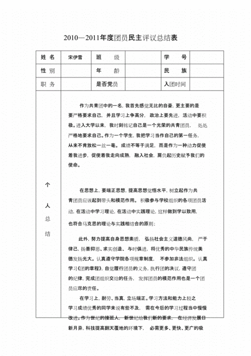 团员评议表个人总结,团员评议表个人总结500字