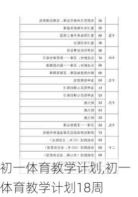 初一体育教学计划,初一体育教学计划18周