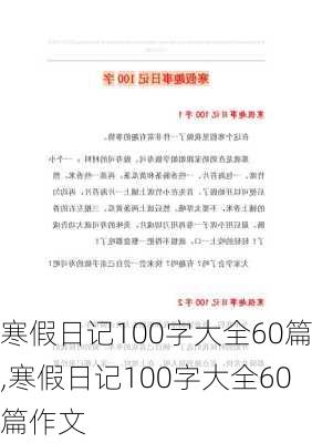 寒假日记100字大全60篇,寒假日记100字大全60篇作文