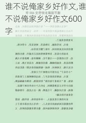 谁不说俺家乡好作文,谁不说俺家乡好作文600字