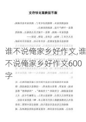 谁不说俺家乡好作文,谁不说俺家乡好作文600字