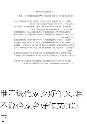 谁不说俺家乡好作文,谁不说俺家乡好作文600字