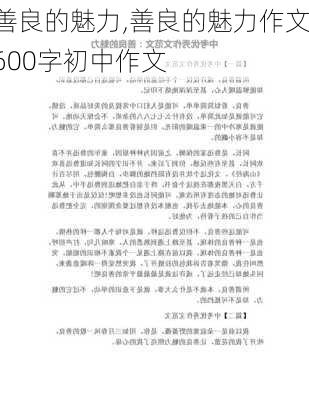 善良的魅力,善良的魅力作文600字初中作文