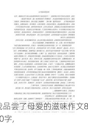 我品尝了母爱的滋味作文800字,