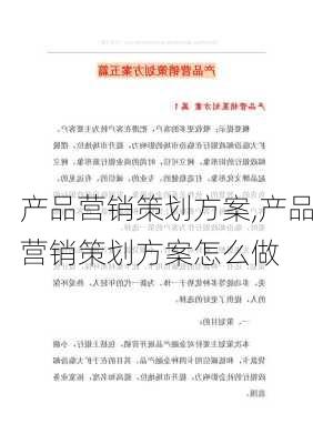 产品营销策划方案,产品营销策划方案怎么做