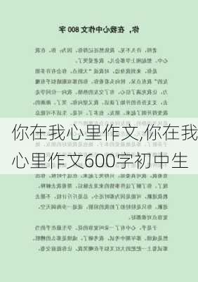 你在我心里作文,你在我心里作文600字初中生