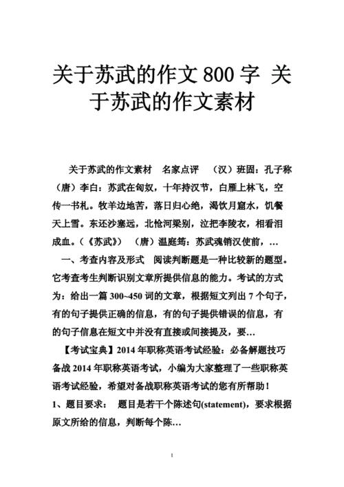 假如我是苏武,假如我是苏武800字