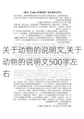 关于动物的说明文,关于动物的说明文500字左右