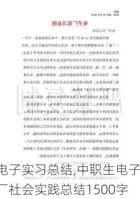 电子实习总结,中职生电子厂社会实践总结1500字