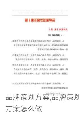 品牌策划方案,品牌策划方案怎么做