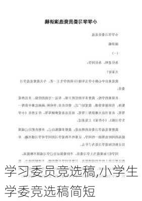 学习委员竞选稿,小学生学委竞选稿简短