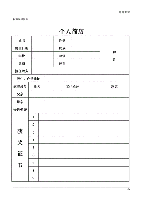 小升初个人简历模板,小升初个人简历模板免费