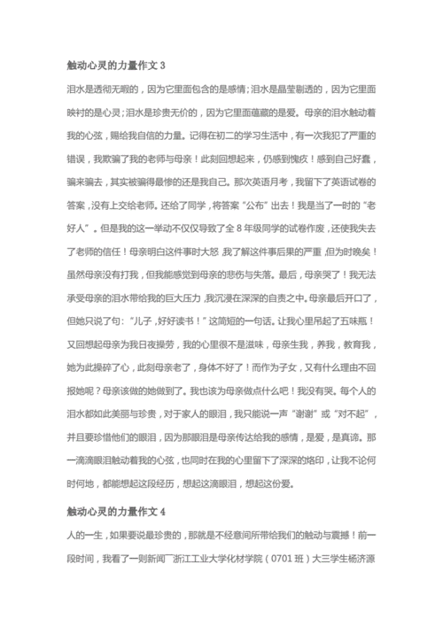 触动心灵的力量作文,触动心灵的力量作文600字初中