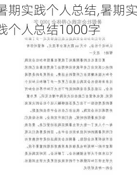 暑期实践个人总结,暑期实践个人总结1000字