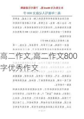 高二作文,高二作文800字优秀作文