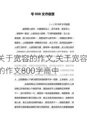 关于宽容的作文,关于宽容的作文800字高中