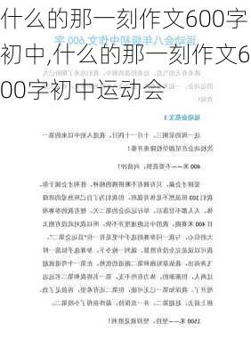 什么的那一刻作文600字初中,什么的那一刻作文600字初中运动会