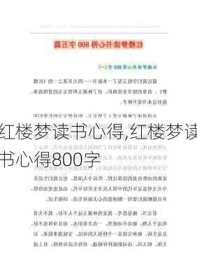 红楼梦读书心得,红楼梦读书心得800字