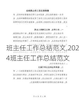 班主任工作总结范文,2024班主任工作总结范文