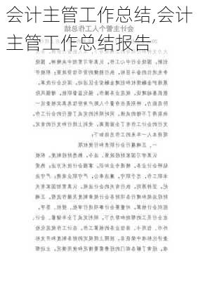 会计主管工作总结,会计主管工作总结报告