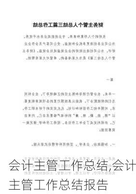 会计主管工作总结,会计主管工作总结报告