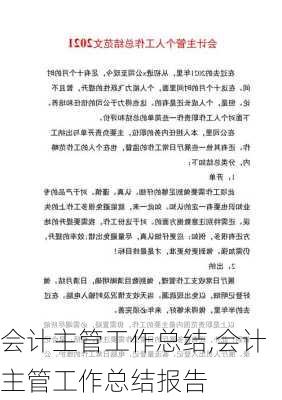 会计主管工作总结,会计主管工作总结报告