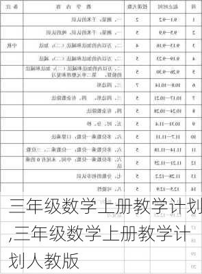 三年级数学上册教学计划,三年级数学上册教学计划人教版