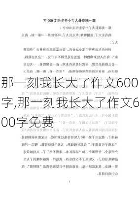 那一刻我长大了作文600字,那一刻我长大了作文600字免费