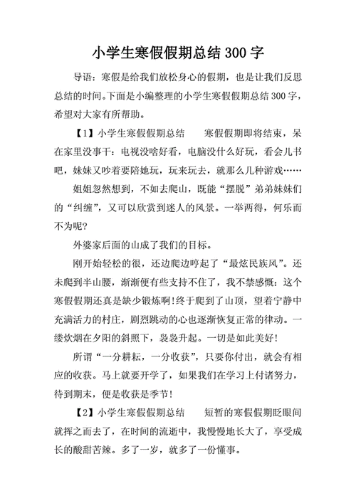 寒假小结,寒假小结300字