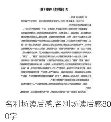 名利场读后感,名利场读后感800字