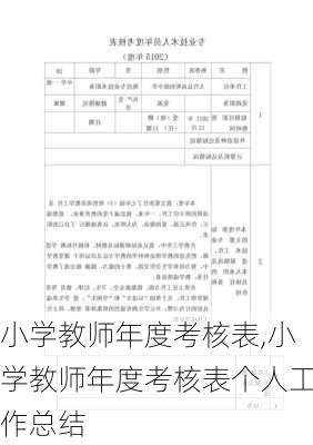 小学教师年度考核表,小学教师年度考核表个人工作总结