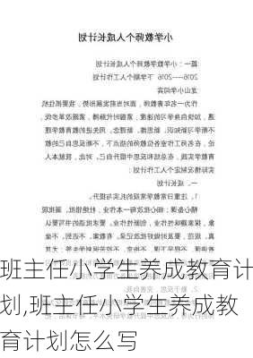 班主任小学生养成教育计划,班主任小学生养成教育计划怎么写