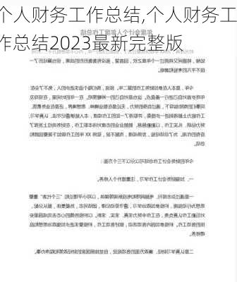 个人财务工作总结,个人财务工作总结2023最新完整版