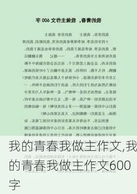 我的青春我做主作文,我的青春我做主作文600字