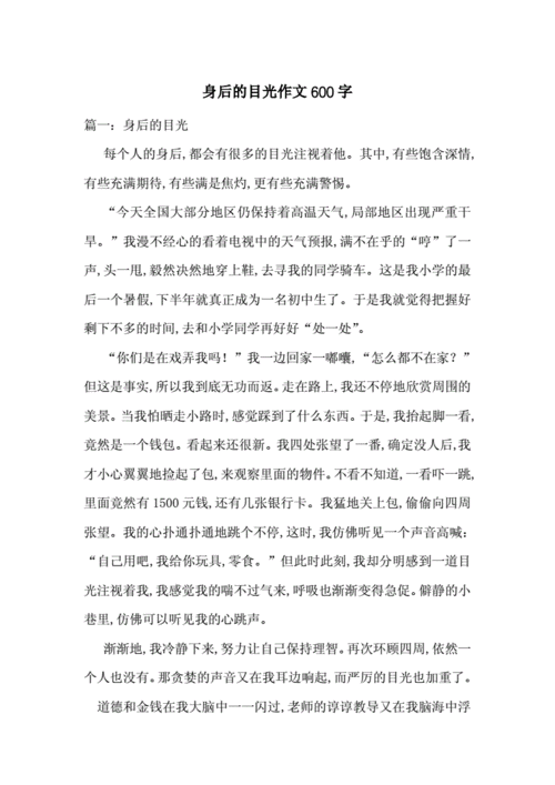 身后的目光,身后的目光作文600字