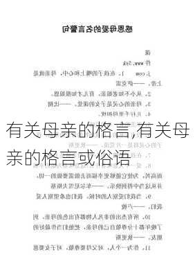 有关母亲的格言,有关母亲的格言或俗语