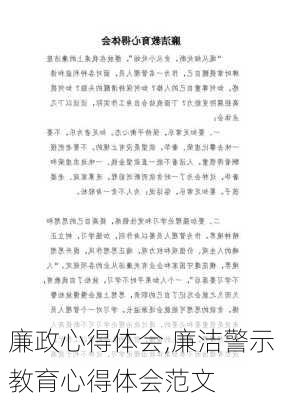 廉政心得体会,廉洁警示教育心得体会范文