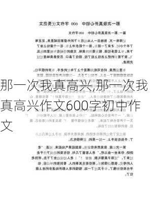 那一次我真高兴,那一次我真高兴作文600字初中作文