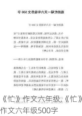 《忙》作文六年级,《忙》作文六年级500字